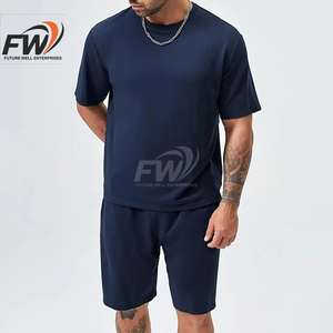 Ensemble de T-shirts décontractés pour hommes, vêtements de sport personnalisés pour la gym et le fitness, respirants, coupe oversize avec strass, service OEM pour l'hiver - Product Image 1