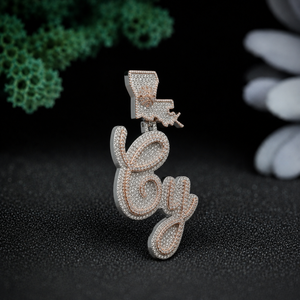 Custom Louisiana State Name VVS Moissanite Rose Gold Plated 925 Sterling Silver Iced Personalized Free <b>Rope</b> Pendant Necklace - Product Image 3