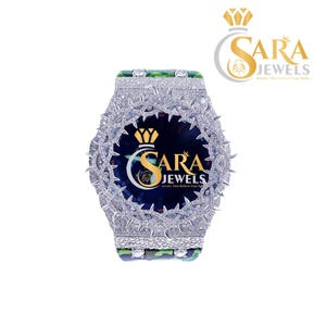 Reloj de Diamantes Moissanite de Alta Calidad con Correa de Goma, Estilo Hip Hop Completamente Cubierto de Diamantes, Lujoso y Ejecutivo, de Acero Inoxidable, de la India - Product Image 2