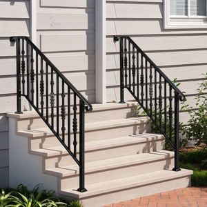 Matte Black Outdoor 4-<b>Level</b> Iron Handrail Replace 22762521 Assistive Devices - Product Image 5