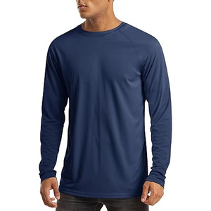 Chemises de bain pour hommes UPF 50+ Rash Guard à manches longues, protection solaire UV, chemises de plage, chemise bleue en polyester, taille adulte - Product Image 1