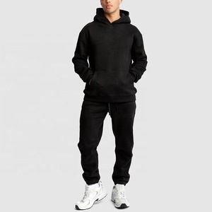 Wholesale Cotton Heavyweight Athletic Tracksuit Solid Color Jogger Hoodie <b>Set</b> for Men - Product Image 1