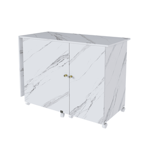 Tavolo Pieghevole per Macchina da Cucire Elettrica da 146 cm con Ruote Bloccabili, Stazione Artigianale Multifunzione con Ripiani, Contenitori e Armadietto Regolabile - Product Image 4