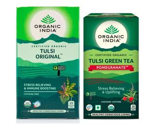 Té Verde Tulsi Orgánico de India con Granada, 25 Bolsitas de Té Tulsi Original, 25 Bolsitas de Infusión, 1 Bolsita x 1.74 g cada una - Product Image 1