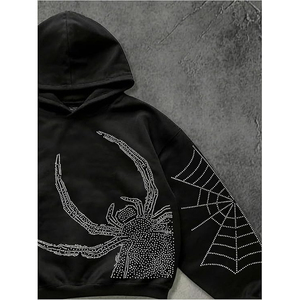 Sudadera con Capucha Unisex con Letras de Cristal y Pedrería, Estilo Oversize, Personalizable con Bordado, de Forro Polar, Ropa Urbana - Product Image 2