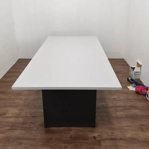 Modern <b>Extendable</b> Rectangle Conference <b>Table</b> Wood Veneer Office Furniture Commercial Use Stable Design Wood <b>Legs</b> Seating - Product Image 3