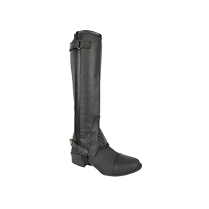 Genuine Leather Durable Breathable Half Chaps with Side Stretch Panels for Horse Riding <b>Equestrian</b> Western English Use - Product Image 3
