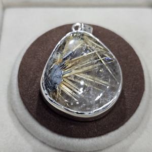 เครื่องประดับเงิน925ชุบโรเดียมทองคำคุณภาพดีเยี่ยมพลอยทับทิมสีทองธรรมชาติจี้ทันสมัยสำหรับงานปาร์ตี้ - Product Image 3