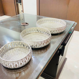 Ensemble de plateaux en argent pour offrir des plateaux décoratifs pour les festivals ensemble de plateaux pooja - Product Image 1