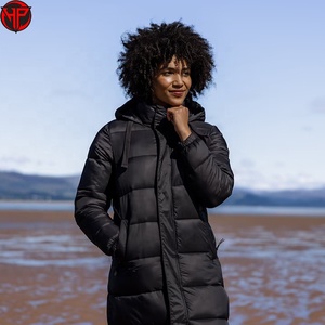 Veste longue matelassée pour femme, manteau d'hiver en duvet avec capuche, parka moelleuse, vêtement d'extérieur personnalisé avec logo, veste longue tissée pour femme - Product Image 5