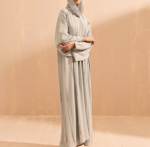 Modern Luxurious Women Kaftan Abaya Dress Handmade Turkish Floor Length Long Sleeve Soft Breathable Polyester Floral Loose Fit - Product Image 3