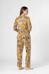 Ensemble de robes de nuit en coton à imprimé animal jaune pour femmes, prix de gros disponible - Product Image 3
