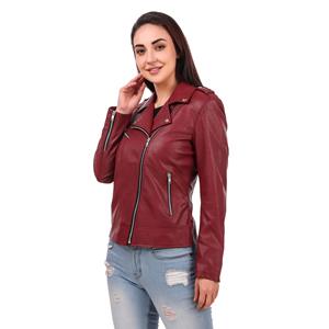 Chaqueta Bomber de Cuero Genuino Negro para Mujer, Cuello Alto, con Cierre y Bolsillos, Estilo Casual y Urbano, en Oferta - Product Image 2