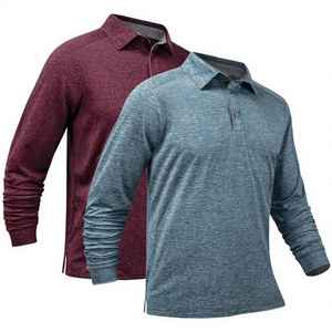 Chemise à manches longues pour homme, couleur unie, tricotée, respirante, séchage rapide, décontractée, pêche, logo frontal ODM, polyester/coton - Product Image 4