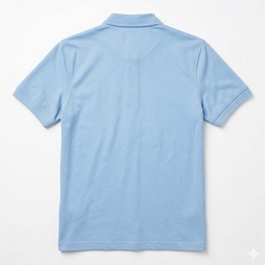 เสื้อโปโลผู้ชายคุณภาพสูงขายส่ง ผ้าเจอร์ซีย์คอตตอน 100% แขนสั้น สีฟ้าอ่อน เรียบง่าย สวมใส่สบาย - Product Image 2