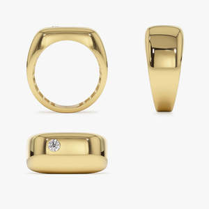 Indian Handmade 925 Sterling Silver <b>Gold</b> Plated Signet Ring Rectangle Shaped Fine Jewellery Stylish Ring For Women And Girls - Product Image 2