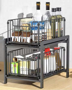 OEM/ODM Vietnam 2 Tier Slide Out <b>Under</b> Sink Organizer Drawer Kitchen Bathroom Cabinet Storage Rack - Product Image 1