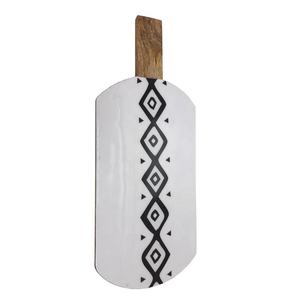 Tabla de Cortar Redonda de Madera Hecha a Mano con Diseño de Mandala Negro en el Mango, Utensilios de Cocina, Tabla de Cortar Queso de Madera - Product Image 4