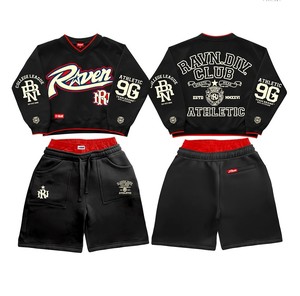 Ensemble survêtement décontracté deux pièces en molleton de coton, sweat-shirt et short surdimensionnés personnalisés 2026, style streetwear - Product Image 5