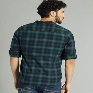 Camisas vaqueras informales de algodón 100% para hombre, manga larga, cuello polo, botón frontal, transpirable, diseño sostenible, bolsillo con cuello vuelto - Product Image 4