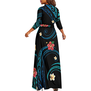 Vestidos Casuales Tribales con Diseño Samoano Personalizado, Vestido Puletasi Elegante y Ajustado, Vestido Cómodo para la Noche con Bolsillo - Product Image 2