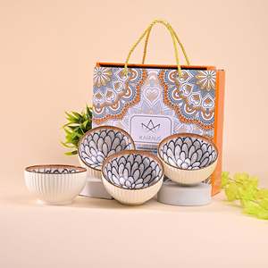 Juego de 4 Tazones Esmaltados de Porcelana Ecológicos Inspirados en Jazmín, Estilo Bohemio, para Servir Ensaladas, Sopas y Fiestas - Product Image 6
