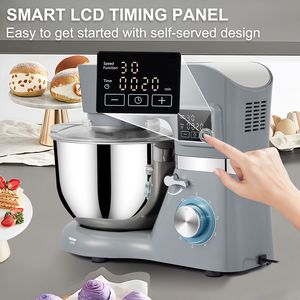 เครื่องผสมอาหารแบบตั้งพื้น 660 วัตต์ 6 ระดับความเร็ว พร้อมหน้าจอ LCD ตั้งเวลาได้ หัวตีแบบปรับเอียงได้ สำหรับอาหารและไข่  โถสแตนเลสขนาด 5.8 ควอร์ต - Product Image 2