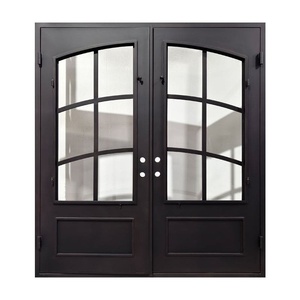 Premium artistic wrought iron main door – Rust-resistant powder coating – Easy installation – Exquisite glass detailing - Product Image 1