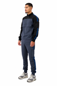 Conjunto Deportivo para Hombre con Bloques de Color, Chaqueta con Media Cremallera y Pantalones Jogger, Transpirable, Estilo Deportivo, para Otoño, Corte Regular - Product Image 3