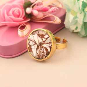 Anillo de turquesa azul cobrizo hecho a mano, ajustable, de plata de ley 925, chapado en oro de 14 quilates, joyería bohemia con piedras preciosas para mujer - Product Image 2