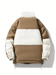 Winter Casual Warm Hooded Breathable Canvas Puffer Bamboo Fiber <b>Jacket</b> <b>Mandarin</b> <b>Collar</b> Zipper Closure Bamboo Fiber Lining Men - Product Image 3