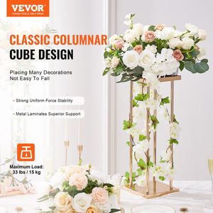 Set di 4 Colonne Metalliche Dorate Alte 60 cm per Matrimoni, Supporti per Vasi di Fiori Larghi 30 cm, Centrotavola Geometrici Alti in Metallo Laminato - Product Image 2