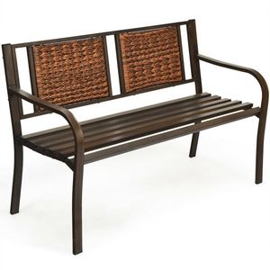 Banco de Jardín para Patio con Estructura de Acero con Recubrimiento en Polvo Resistente, Asiento Elegante para Exteriores - Product Image 1