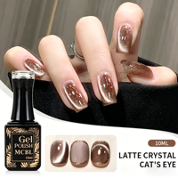 Vernis à ongles gel effet œil de chat cristal latte, nouveau style populaire automne-hiver, vente en gros