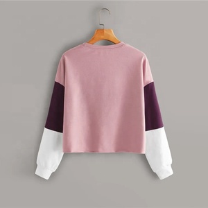 Women's Solid Crew Neck Sweatshirt Long Sleeve Knitted Cotton Workwear Embroidery Front Logo Autumn Wear - Product Image 3