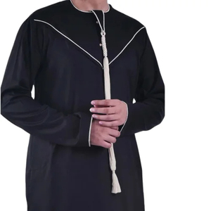 Royal Contrast-Stitch <b>Thobe</b> – High-End <b>Men's</b> Islamic Robe with Metallic Embroidery Accents - Product Image 3