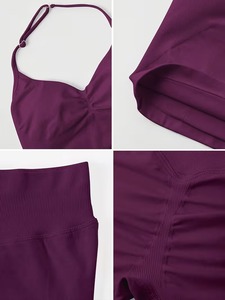 Conjunto Deportivo de 2 Piezas para Mujer, Top Corto con Cuello Halter y Leggings de Cintura Alta con Efecto Push-Up, sin Costuras, para Gimnasio - Product Image 6