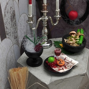 Miniature 1:12 Échelle Halloween Bar Scène Meubles En Plastique DIY Bois Jouets pour Maison De Poupée Décorations pour Poupées - Product Image 2