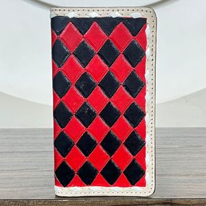 Cartera Larga de Cuero Genuino a Cuadros de Primera Calidad, con Protección RFID, Estilo Occidental, Unisex, Tarjetero, Bolso de Mano - Product Image 4