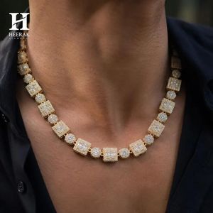 Collier à maillons pour homme en argent sterling 925 doré, style Hip Hop, avec chaîne à grappes carrées et diamants de laboratoire taille baguette géométrique, vente en gros - Product Image 2