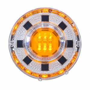 Marqueur routier solaire LED durable en verre trempé, rond, surélevé, clignotant, réfléchissant, type œil de chat, pour signalisation routière - Product Image 1