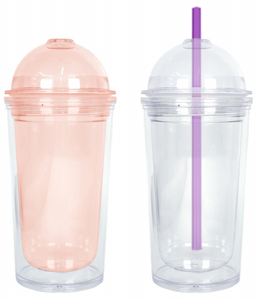 Gobelet isotherme transparent à double paroi 530 ml réutilisable pour café glacé et boissons, avec paille - Product Image 5