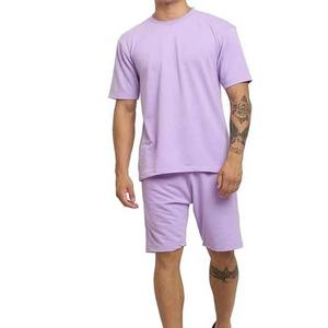 Conjunto de Verano para Hombre, Tejido Acanalado, Transpirable, Estilo Urbano, 100% Algodón, Camiseta y Pantalones Cortos, Ajuste Elástico Premium, Logotipo Minimalista Personalizado - Product Image 1