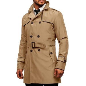 Manteau long pour homme, trench-coat surdimensionné, longueur au sol, vêtement d'extérieur chaud pour l'hiver, trench-coat uni, tricoté, coupe-vent, en laine, respirant - Product Image 1