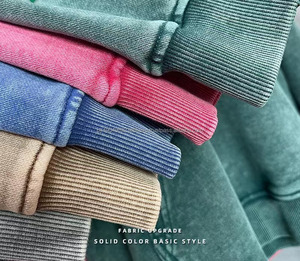 420gsm Lourd 100% Coton Manches Longues Surdimensionné Vintage Batik Hoodies Washed Loose Style avec Dot Pattern pour Automne Homme - Product Image 3