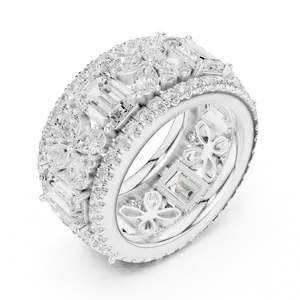 Mixed Shape 8.57 CTW Lab grown Diamond E Color 18K Solid Gold Multi Row Full Eternity Band Luxury Unisex <b>Statement</b> <b>Ring</b> - Product Image 4