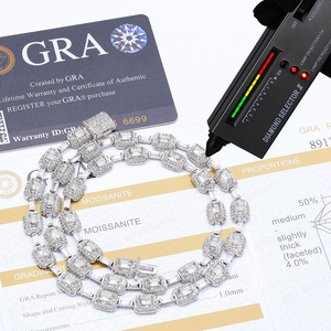 Collar de lujo para hombre, estilo hip hop, con moissanita de corte esmeralda, cadena tipo tenis con halo, estilo iced out, ideal para fiestas, bodas o como regalo. - Product Image 3