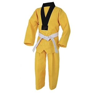 Conjunto de Uniforme de Taekwondo Amarillo para Niños, 100% Algodón, Ropa de Artes Marciales Resistente, Talla Infantil Regular, Teñido Liso, En Stock - Product Image 2