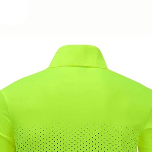 Polo de Punto Verde Neón para Hombre, Manga Corta, Diseño Deportivo con Patrón de Puntos, Secado Rápido, Cierre de Botones, Ropa Casual - Product Image 4
