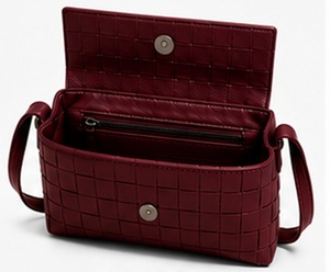 Bolso Bandolera Tejido para Mujer Gravs, Cuero Genuino, Patrón Geométrico, Correa Única, Cierre de Cremallera y Broche, 28x7.50x21 CM, Portátil - Product Image 4